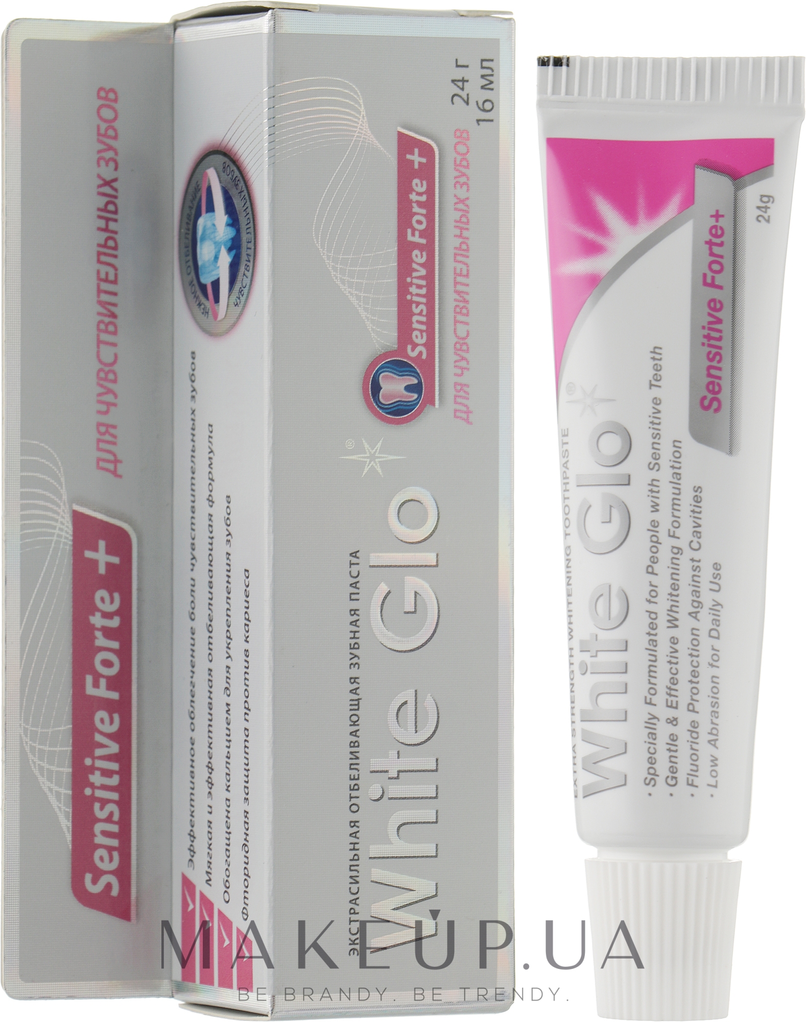 Відбілювальна зубна паста для зниження чутливості - White Glo Sensitive Forte + — фото 24g