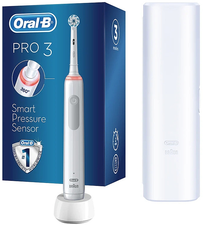 Электрическая зубная щетка с белым футляром - Oral-B Pro 3 — фото N1