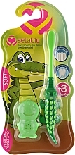 Духи, Парфюмерия, косметика Детская зубная щетка с защитным чехлом «Крокодил», зеленая - Setablu Baby Soft Crocodile Toothbrush