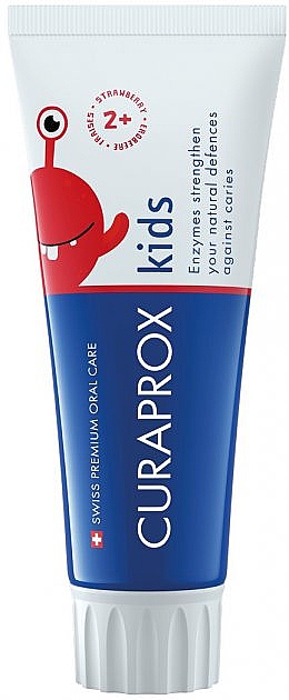 Зубна паста дитяча ферментна з ніжним смаком солодкої полуниці - Curaprox Kids Strawberry Toothpaste — фото N1