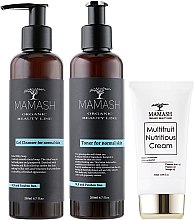 Парфумерія, косметика Набір для нормальної шкіри - Mamash Organic Beauty Line (gel/200ml + tonic/200ml + cr/50ml)