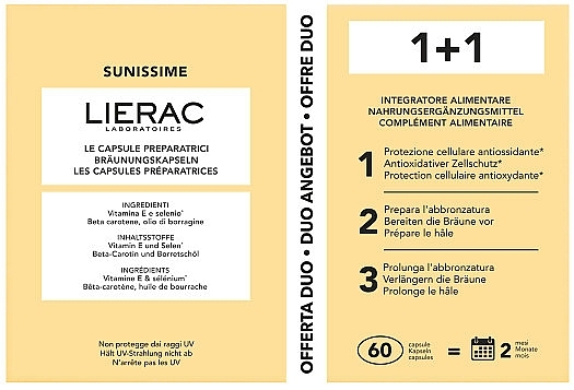 Пищевая добавка для загара - Lierac Sunissime The Preparing Capsules Duo Set — фото N1