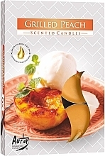 Парфумерія, косметика Набір чайних свічок "Персики на грилі" - Bispol Grilled Peach Scented Candles