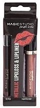 Духи, Парфюмерия, косметика Набор - Magic Studio Metallic Lip Gloss & Lipliner (lipgloss/3,8ml + lipliner/1g) 