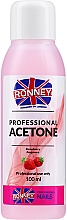 Засіб для зняття лаку "Полуниця" - Ronney Professional Acetone Strawberry — фото N1