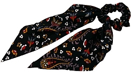 Резинка для волос с платком, черная с цветочным принтом - Lolita Accessories  — фото N1