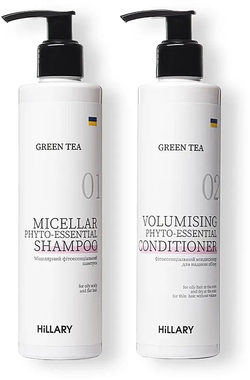 Набор для жирного типа волос - Hillary Green Tea Phyto-essential (cond/250ml + shamp/250ml) — фото N1
