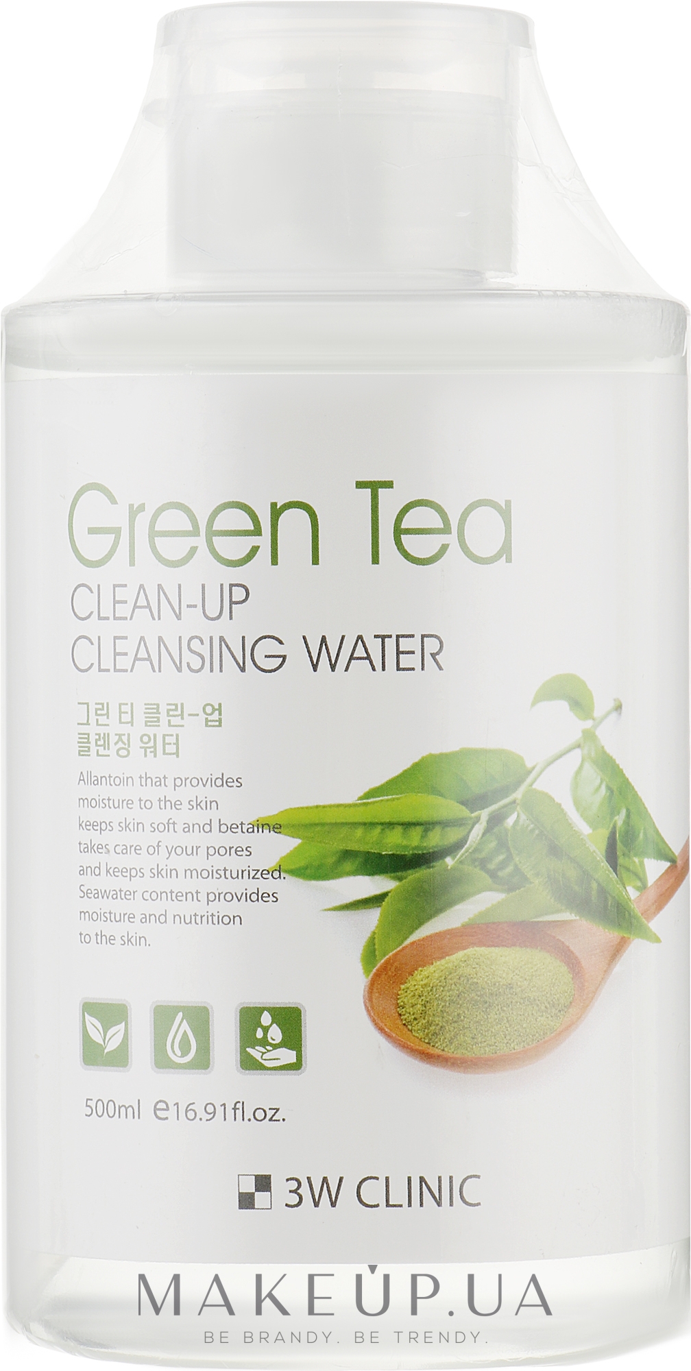 Міцелярная вода з екстрактом зеленого чаю - 3w Clinic Green Tea Clean-Up Cleansing Water — фото 500ml