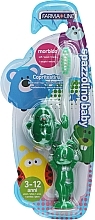 Зубна щітка для дітей від 3 до 12 років, зелена - Farma Line Teddy Bear — фото N1