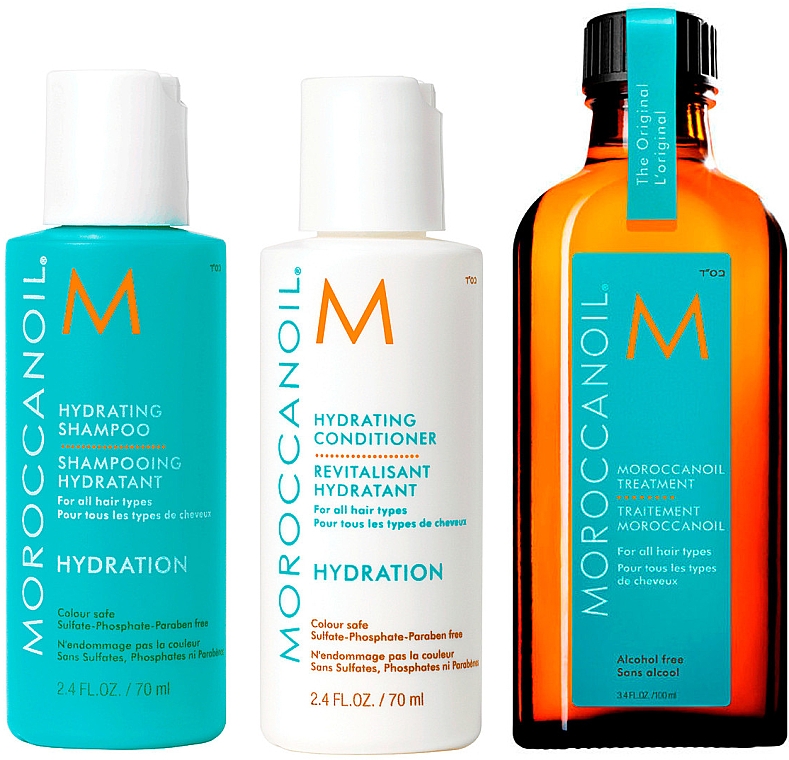 Набор - MoroccanOil Holiday Mini Kit Hydration Set (shm/70ml + cond/70ml + hair/oil/100ml)