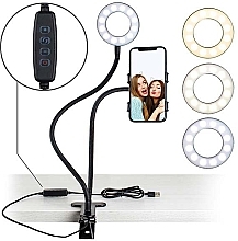 Светодиодная кольцевая лампа - Rio-Beauty Lampa Led + Uchwyt Uniwersalny Ring Selfie Lampka 12w — фото N2