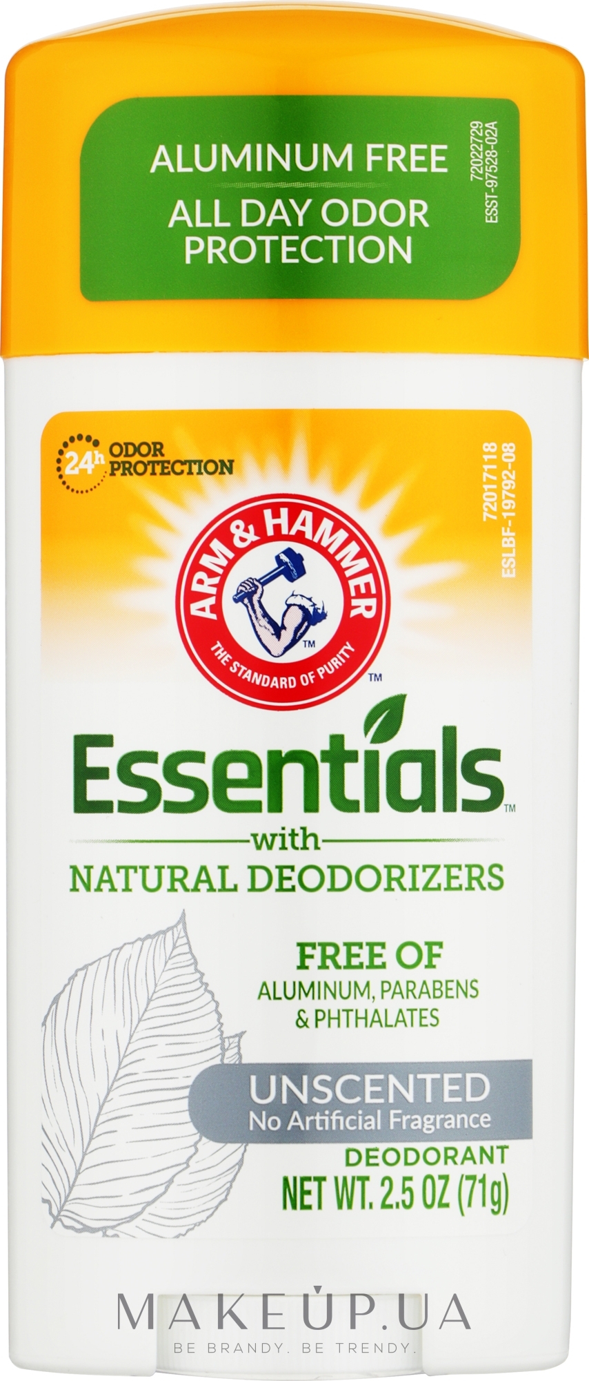 Натуральний дезодорант без запаху, алюмінію, парабенів і фталатів - Arm & Hammer Essentials Natural Deodorant Unscented — фото 71g
