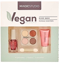 Парфумерія, косметика Набір - Magic Studio Vegan Mixed Nude (lip/gloss/8ml + palette/4x0.6g + nail/polish/5ml + accessories/1pcs)
