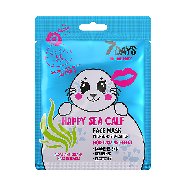 Маска для лица "Счастливый тюлень" - 7 Days Animal Happy Sea Calf	 — фото N1