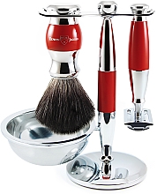 Духи, Парфюмерия, косметика Набор для бритья - Edwin Jagger Red & Chrome 4 Piece DE Set Black Synthetic