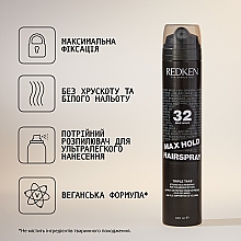 Лак екстра-сильної фіксації з ефектом об'єму для укладки волосся - Redken Max Hold Hairspray — фото N3