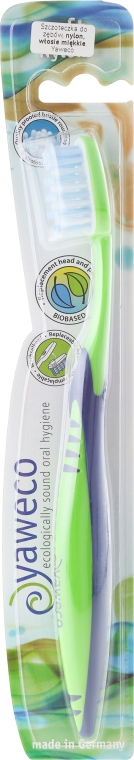Зубна щітка, синьо-зелена - Yaweco Toothbrush Nylon Soft — фото N1