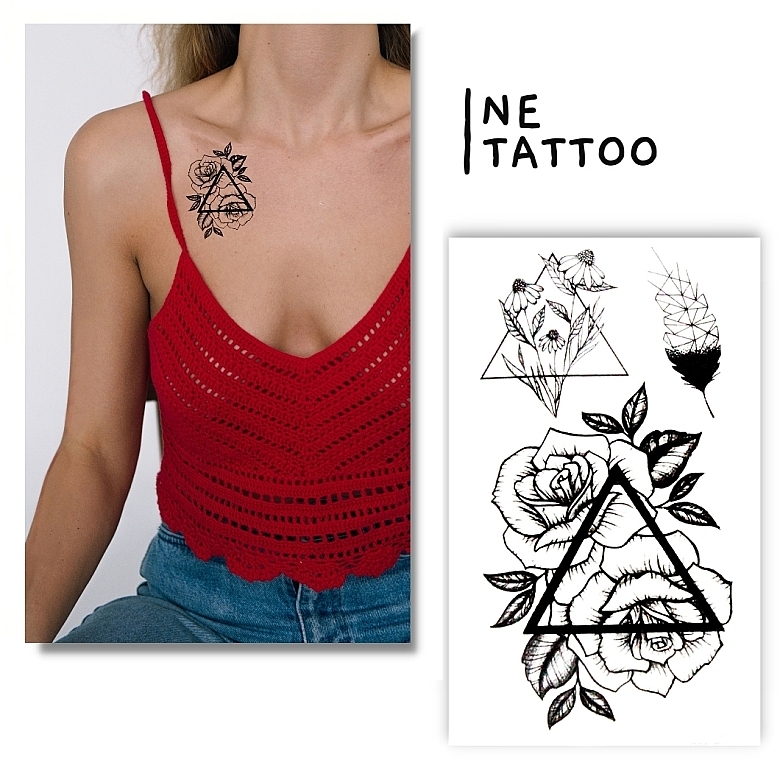 Временное тату "Роза в треугольнике" - Ne Tattoo