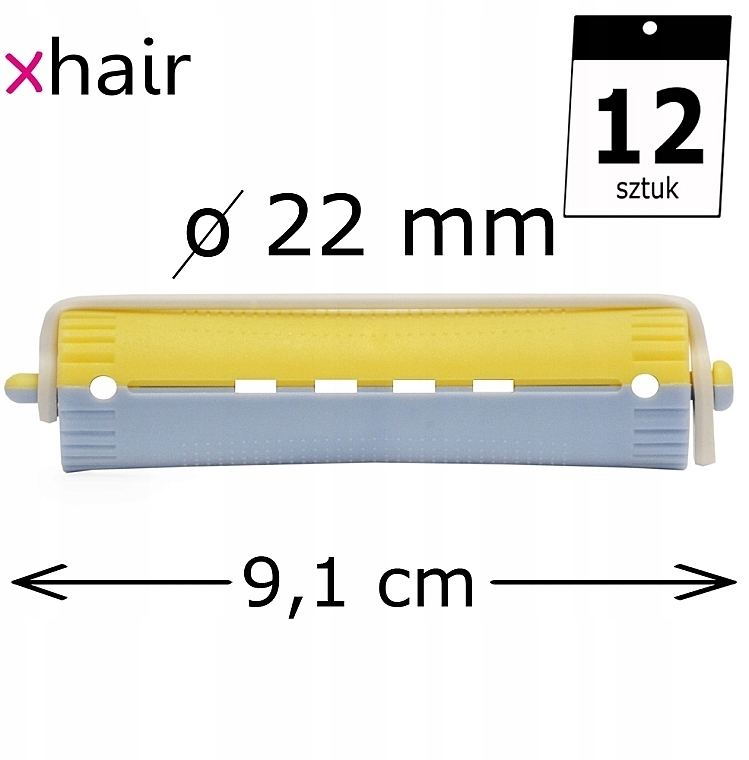 Бигуди-коклюшки для холодной завивки, d22 мм, желто-голубые, 12 шт - Xhair — фото N2