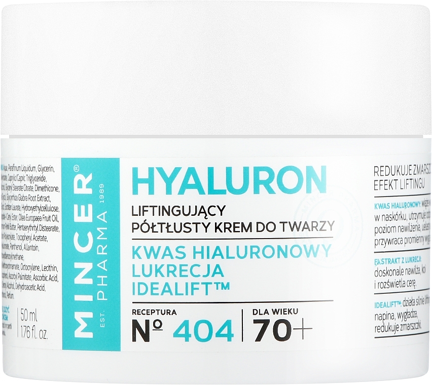 Крем-лифтинг против морщин с гиалуроновой кислотой 70+ - Mincer Pharma Hyaluron Acid Face Cream