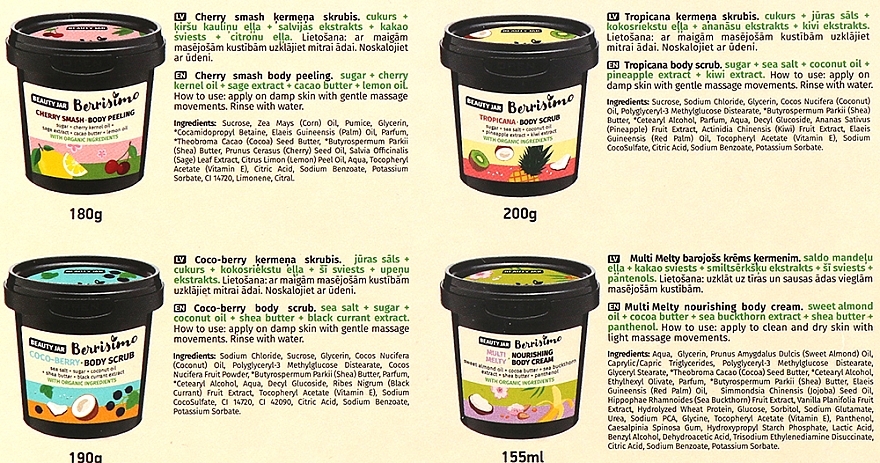 Набор - Beauty Jar Berrisimo Nourishing Body Gift Set (b/scrub/200g + b/peel/180g + b/scrub/190gl + b/cr/155ml) — фото N3
