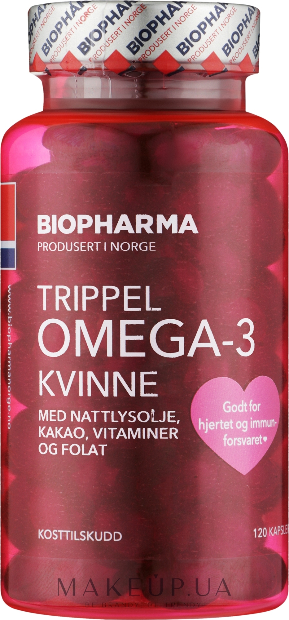 Потрійна Омега-3 з вітамінами для жінок - Biopharma Trippel Omega-3 — фото 120шт