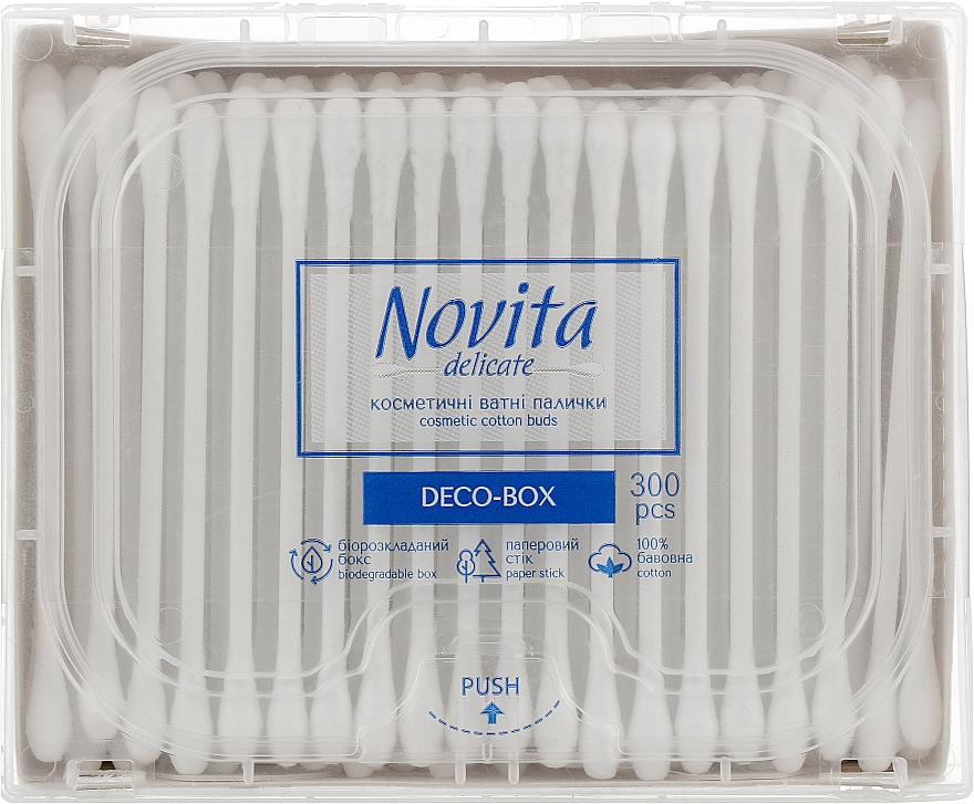 Косметичні ватні палички, в боксі, варіант 3 - Novita Delikate Cosmetic Cotton Buds Deco-box — фото N2