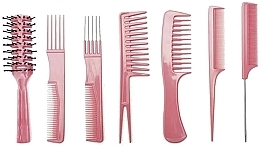 Набор профессиональных расчесок для волос - Bifull Professional Peine 7 Set Pink — фото N1