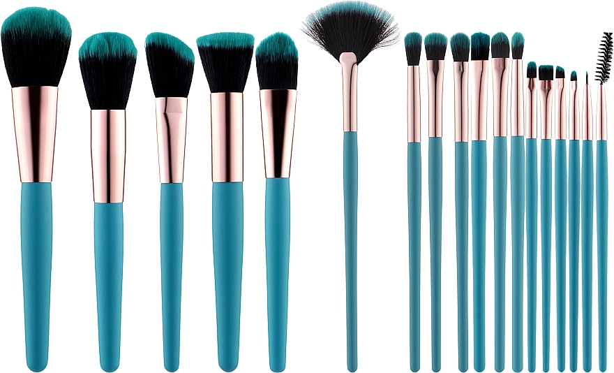 Набор кистей для макияжа, 18 шт - Tools For Beauty MiMo Makeup Brush Blue Set