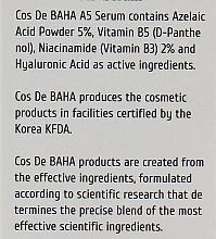 Сироватка для обличчя з азелаїновою кислотою 5% - Cos De Baha A5 Azlaic Acid 5% Serum — фото N3