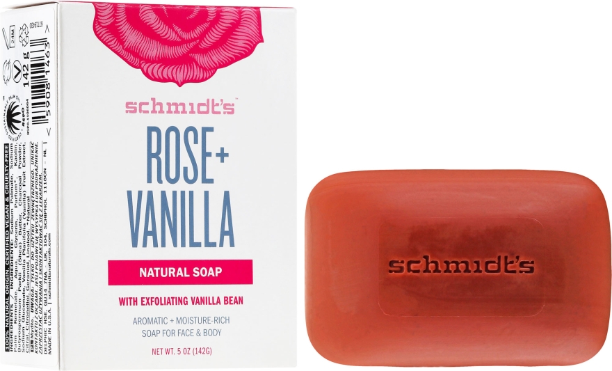 Мило - Schmidt's Naturals Bar Soap Rose Vanilla — фото N1