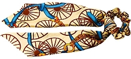 Резинка для волос с платком, бежевая, принт велосипед - Lolita Accessories — фото N1