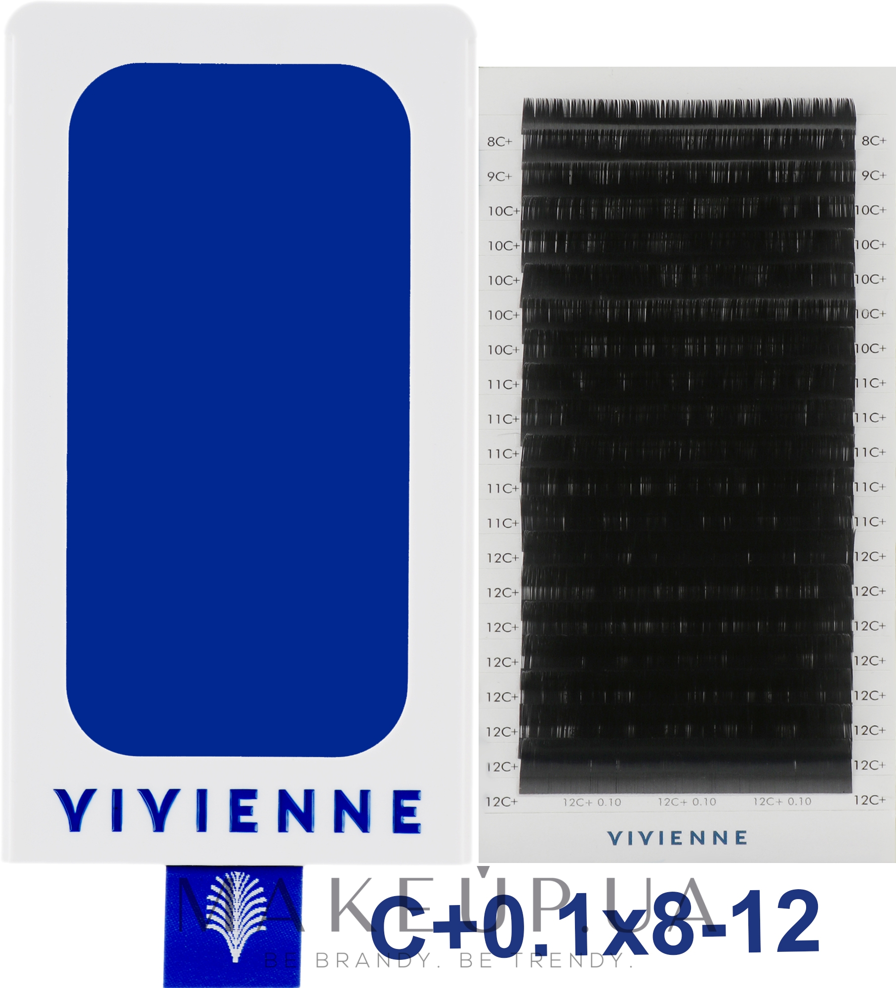 Накладные ресницы "Elite", черные, 20 линий (mix, 0,1, С + , 8-12) - Vivienne — фото 1уп