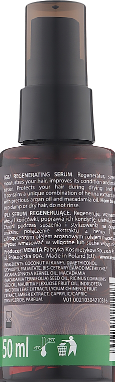Сыворотка для волос с экстрактом ягод годжи - Venita Henna Care Regenerating Serum Goji  — фото N2