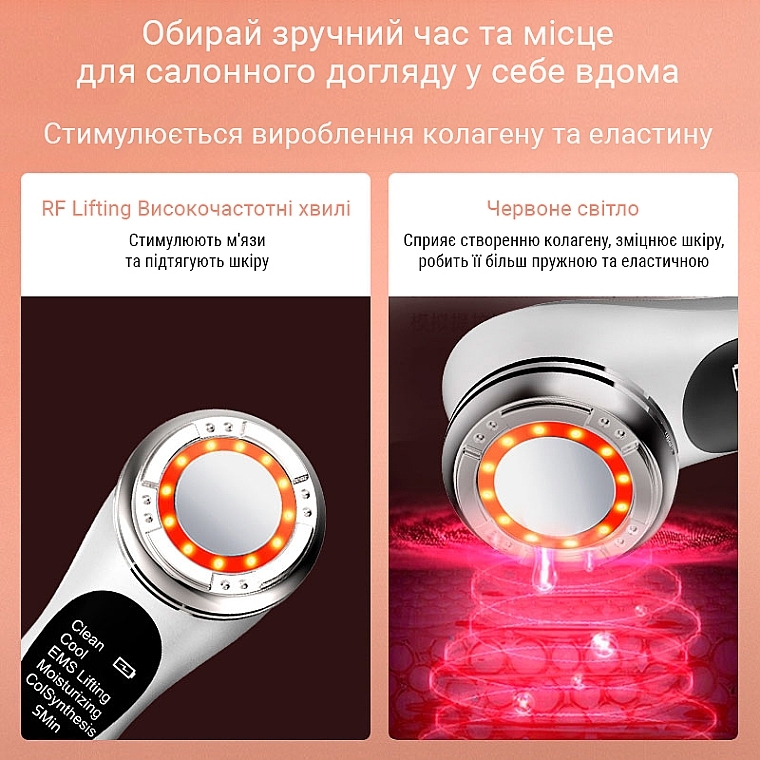 УЦЕНКА Микротоковый EMS массажер для лица для фототерапии, белый - Aimed Skin RF Lifting EMS+LED * — фото N7