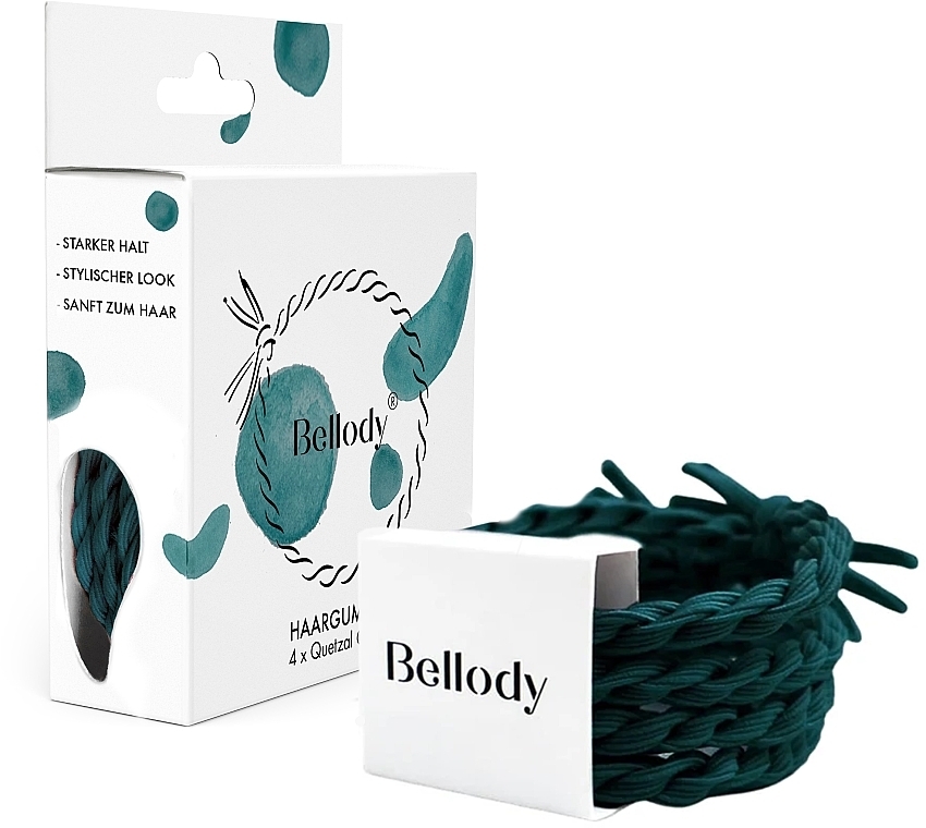 Резинка для волос, quetzal green, 4 шт. - Bellody Original Hair Ties — фото N1