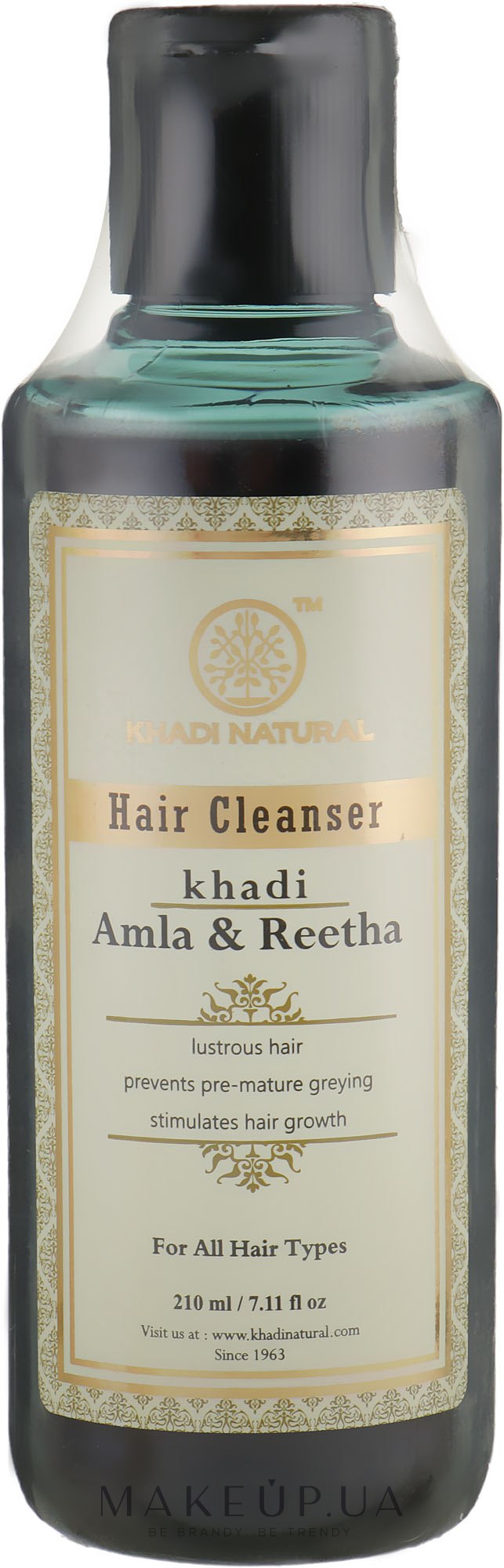 Аюрведичний шампунь "Амла і ритха" - Khadi Natural Ayurvedic Amla & Reetha Hair Cleanser — фото 210ml