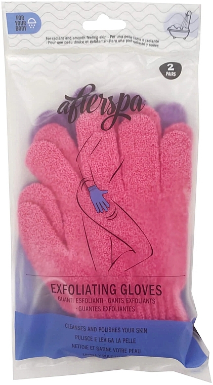 Відлущувальні рукавички для ванни і душу, рожеві - AfterSpa Bath & Shower Exfoliating Gloves — фото N1