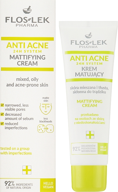 Крем для лица - Floslek Mattifying Mixed Oily And Acne-prone Skin Cream — фото N2