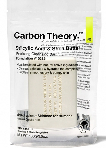 Очищувальне мило із саліциловою кислотою - Carbon Theory Salicylic Acid Exfoliating Bar — фото N1