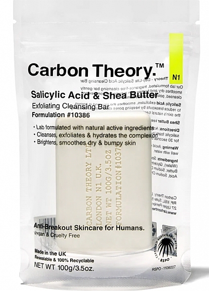 Очищающее мыло для лица с салициловой кислотой - Carbon Theory Salicylic Acid Exfoliating Bar — фото N1