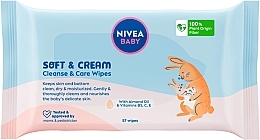 Біорозкладні вологі серветки для дітей, 57 шт. - Nivea Baby Soft & Cream Cleanse & Care Wipes — фото N1