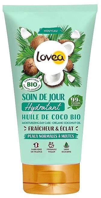 Увлажняющий дневной крем - Lovea Moisturizing Day Care Organic Coconut Oil — фото N1