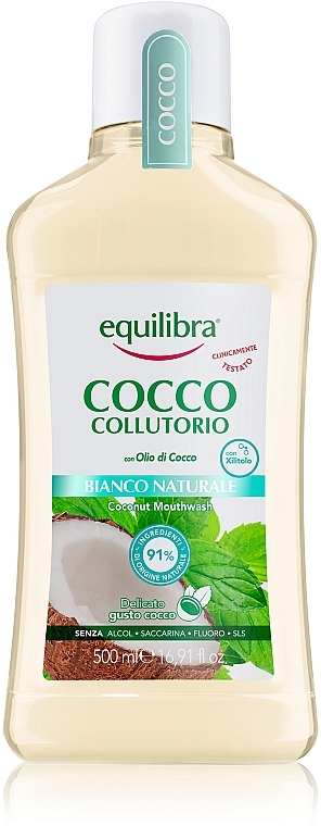 Ополаскиватель для полости рта с кокосом - Equilibra Coconut Mouthwash Natural White — фото N2
