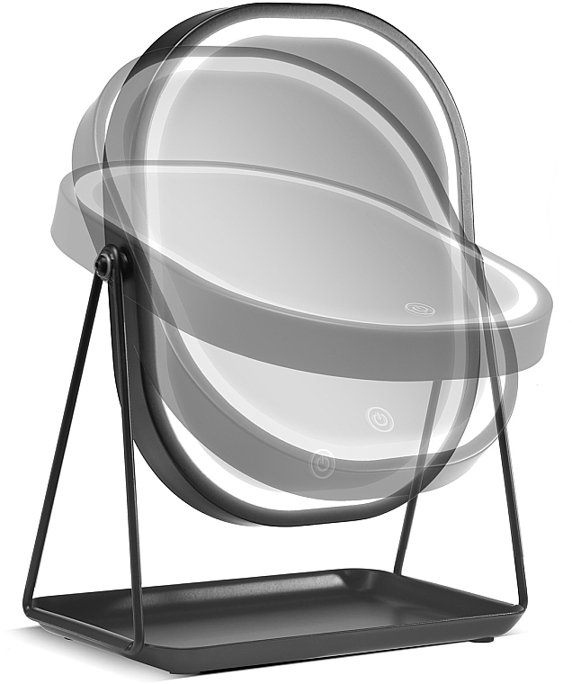 Настольное зеркало на подставке, 10212-00, черное - Gillian Jones Makeup Table Mirror LED-Light & Tray Black — фото N3