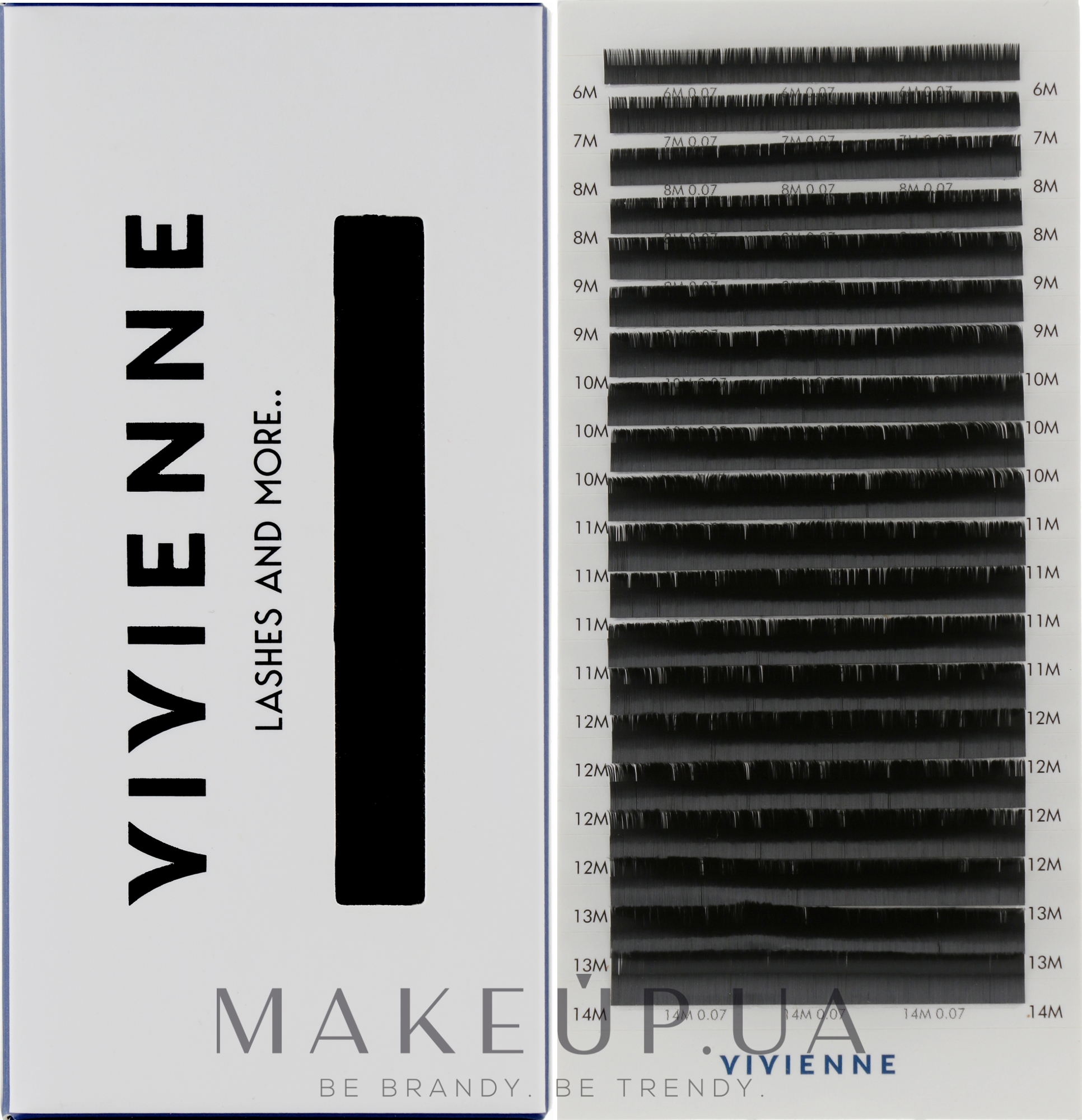 Накладные ресницы "Elite", черные, 20 линий (mix, 0.07, M, (6-14)) - Vivienne — фото 1уп