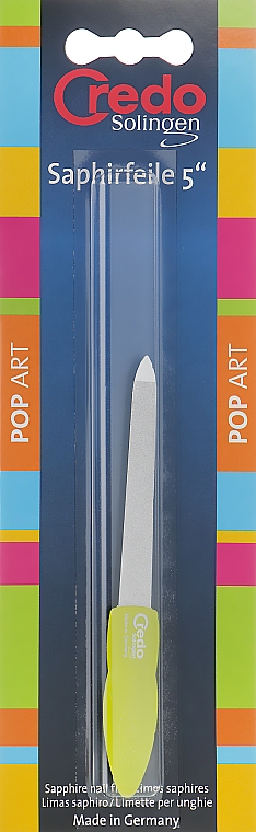 Сапфірова пилочка двобічна, 13 см, салатова - Credo Solingen Pop Art — фото N1
