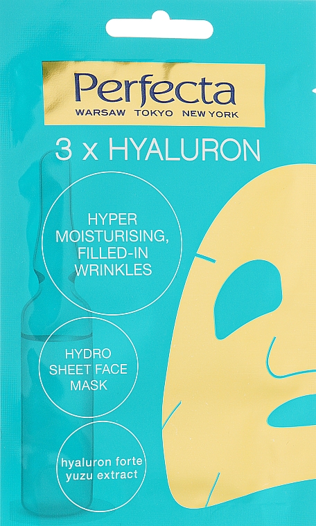 Тканевая гидромаска для увлажнения и заполнения морщин - Perfecta 3x Hialuron Face Mask — фото N1