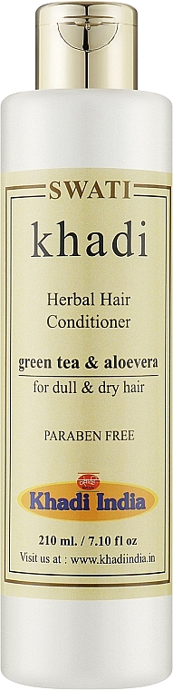 Травяной кондиционер для волос "Зеленый чай и алоэ вера" - Khadi Swati Herbal Hair Conditioner Green Tea & Aloevera — фото N1