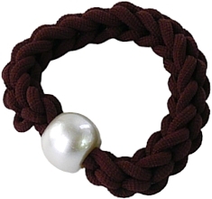 Резинка для волос плетеная с бусиной, коричневая - Lolita Accessories — фото N1